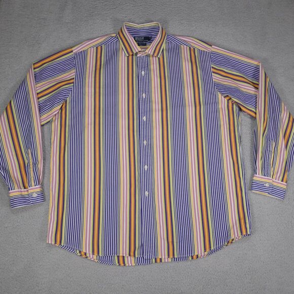Polo Ralph Lauren Shirt Mens XL Blue Yellow Red Button Up Long Sleeve - Picture 1 of 15